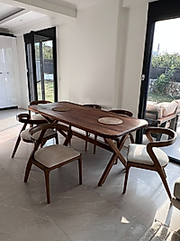 CEVİZ MASA TAKIM 90*200 AHŞAP AKREP SANDALYE