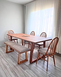 RÜYA MASA TAKIM -AHŞAP SANDAYLE AMERİCAN