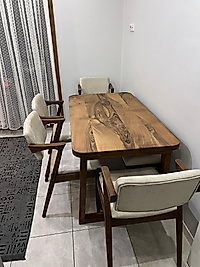 DOĞAL CEVİZ MASA TAKIM - AHŞAP VİKTOR SANDALYE