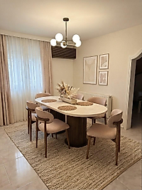 BOHEM TRAVERTEN MASA TAKIM 90*200 AHŞAP POLO SANDALYE