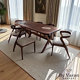 CEVİZ MASA TAKIM 90*200 AHŞAP AKREP SANDALYE