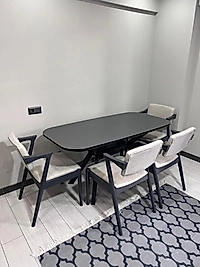 VALENTİNO MASA TAKIM - AHŞAP VİKTOR SANDALYE