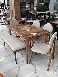 HAZAL MASA TAKIM 80*130 AÇILIR AHŞAP ROZET SANDALYE