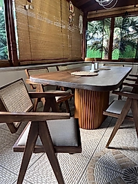 DOĞAL CEVİZ MASA 90*200 - AHŞAP LUNA SANDALYE