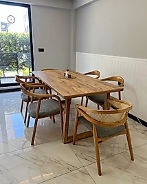 DEMET MASA TAKIM - AHŞAP YILAN SANDALYE-GAZEL