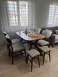 VALENTİNO MASA TAKIM - AHŞAP ELMA SANDALYE