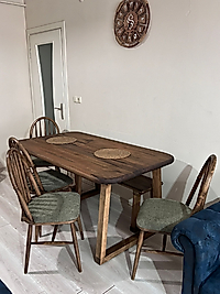 CEVİZ MASA TAKIM 90*160 AHŞAP ADA SANDALYE