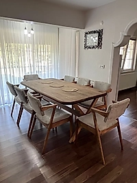 CEVİZ MASA TAKIM 100*220 AHŞAP VİKTOR SANDALYE