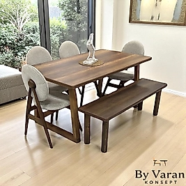 DEMET MASA TAKIM 90*160 AHŞAP ROZET SANDALYE