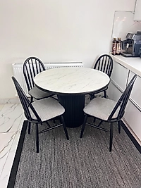 DEMET 105 LİK MASA TAKIM - AHŞAP AMERİCAN SANDALYE