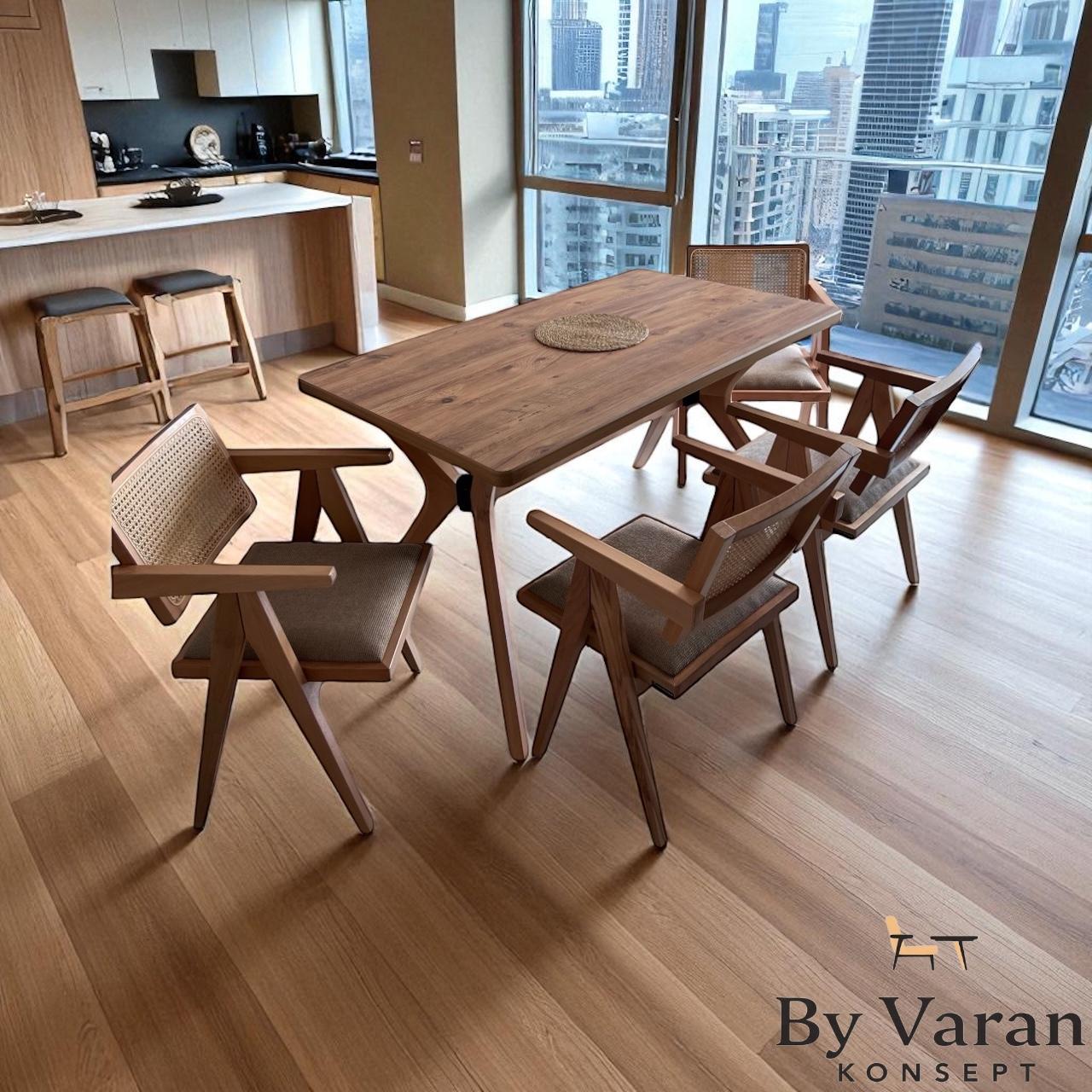 BUKET MASA TAKIM 80*140 AHŞAP LUNA SANDALYE