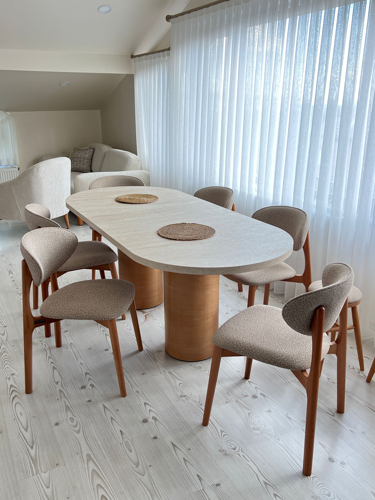 TRAVERTEN AÇILIR 90*160 MASA TAKIM - BAŞKENT SANDALYE