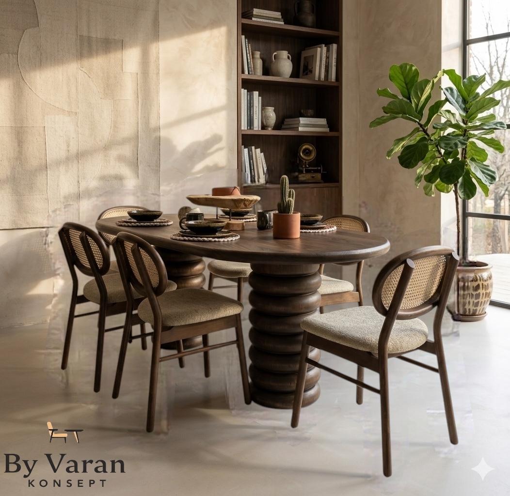 DOĞAL IHLAMUR OVAL MASA TAKIM 90*200 AHŞAP MİAMİ SANDALYE