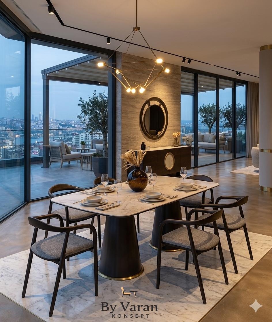 PARİS PORSELEN MASA TAKIM 90*180 YILAN  SANDALYE